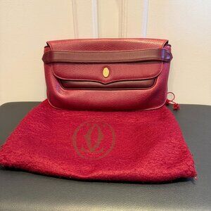 CARTIER Must de Cartier Line Clutch Purse w/ Dust Bag & Wrist Chain